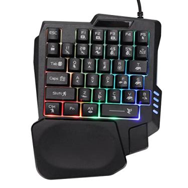 Imagem de Teclado mecânico RGB para jogos com uma mão com fio, teclado para jogos de 35 teclas, meio teclado com descanso para as mãos para jogos de computador e celular