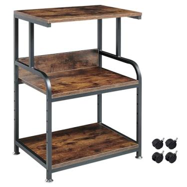 Imagem de Fannova Suporte de impressora, carrinho de impressora de 3 camadas com prateleira de armazenamento, mesa de impressora com rodas para organização de escritório em casa, suporte para toca-discos de microondas, prensa de calor Cricut, estilo industrial