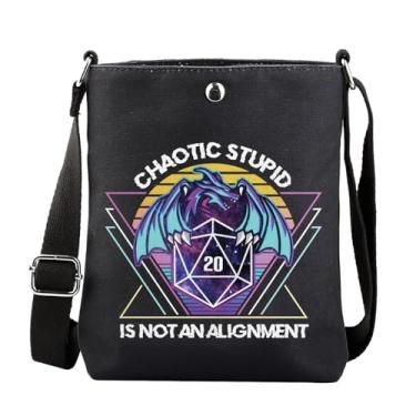 Imagem de MAOFAED D D Dungeon Master Gift, Chaotic Stupid Is Not An Alignment, DND Roleplaying Dragons D20 Dice Gamer Crossboday Bag, Chaotic Stupid