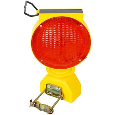 Imagem de NPKRRSK luzes de advertência industriais solares, luzes de advertência de barricada de segurança recarregáveis ​​à prova d'água sem fio, sinal de trânsito piscando em 2 lados, visibilidade â