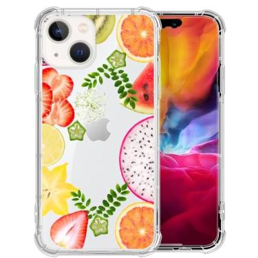 Imagem de Yuning419 Compatível com iPhone 15 Plus, capa transparente de morango com fruta do dragão para iPhone 15 Plus, capa protetora à prova de choque de TPU macio para iPhone 15 Plus