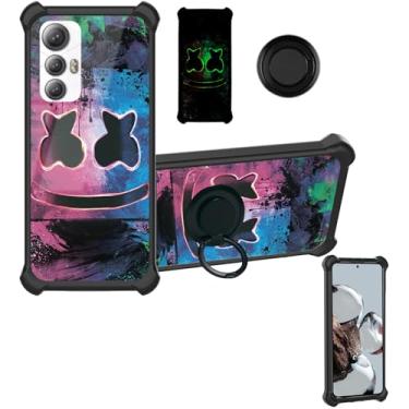 Imagem de Aroepurt Capa compatível com Cubot MAX 5 MAX5 5G [com protetor de tela de vidro temperado][PC rígido + silicone macio][suporte para anel] [efeito luminoso] YGH-BQ