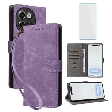 Imagem de IUQXU Capa carteira para celular Tecno Pova 6 Neo 5G/Tecno Spark 30 5G com protetor de tela [bloqueio RFID] Flip Card Holder Kickstand Women Men Cell Case for Tecno Spark30 KL8 Pova6 Neo 5G Roxo