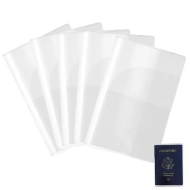 Imagem de 5 peças de porta-passaporte para viagem, protetor de passaporte de plástico transparente, vinil transparente, organizador de documentos de viagem, Transparente., Minimalista