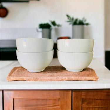 Imagem de Kit 4 Cumbucas Porcelana Branco 440ml 4 Peças Bowl Tigelas - Neo Porce