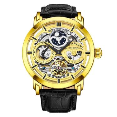 Imagem de Relógio Masculino Stuhrling Anatol 3924 Automático 47mm, Preto e Dourado