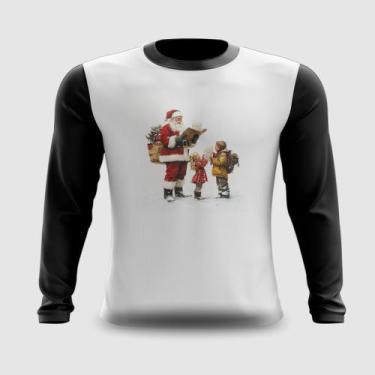 Imagem de Camiseta Manga Longa Papai Noel Recebendo Cartinhas Natal - Fabriqueta
