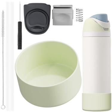 Imagem de 6 peças de acessórios para Owala Cup 680.4-1,134.0 g, 1 bota, 2 canudos de substituição, 1 escova de palha, 1 tampa de tampa, 1 botão superior incluído, bota de silicone (brisa gelada, 1,134 g)