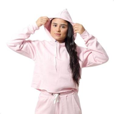 Imagem de Conjunto Moletom Feminino Blusa Cropped e Calça Flanelada Moda Inverno