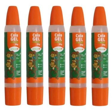 Imagem de Kit 05 Colas Gel Escolar Artesanato 2 Bicos 30g - Leo e Leo - LEONORA