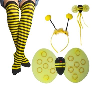 Imagem de Kit Fantasia Abelhinha Festa Carnaval Cosplay Asa, Tiara, Varinha + Meia Calça 5/8