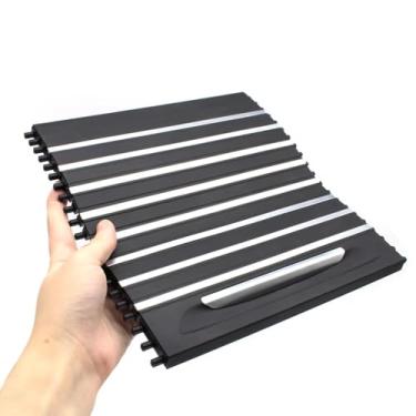 Imagem de Acessórios Automóveis Console Center Drink Water Cup Holder Deslizante Roller Blind Shutter Cover para BMW X5 X6 F15 F16 51169251973,Chrome black