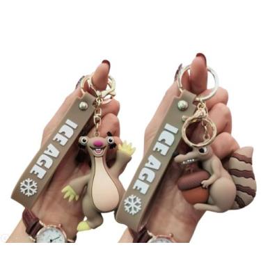 Imagem de Kit Chaveiro A Era Do Gelo Sid e Scrat Personagem Desenho Chave Carro 