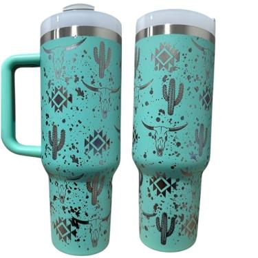 Imagem de Silva lining designing Garrafa de aço inoxidável Garrafa de água ocidental Novo copo Longhorn Nova caneca de café Copo de vaca (Mint-Western 3.0)