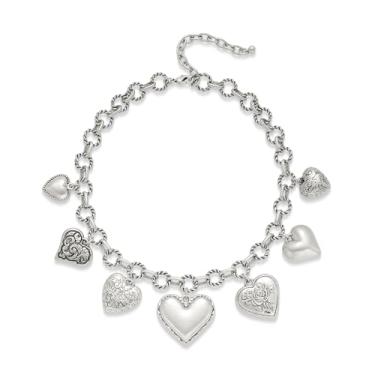 Imagem de LILIE&WHITE Colares de coração de ouro para mulheres com pingentes de coração diferentes, pingente de ouro, sol, coração, pingente de moeda, joias modernas, presente, Latão, Sem Pedra Preciosa