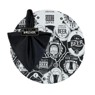 Imagem de Kit Sousplat Suplá Completo Mesa Posta com Guardanapos e Pg Decorativo 6 Lugares (118 BEER - GUARD PRETO - PG AMIZADE)