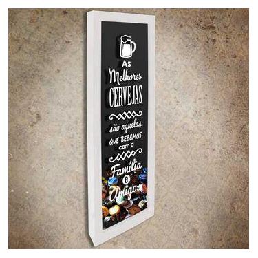 Imagem de Quadro Porta Tampinhas Slim Melhores Cervejas - Quadro Novo, Branco, 2