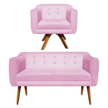 Imagem de Kit Namoradeira E 01 Poltrona Giratória Julia Rosa Bebê - D' ROSSI