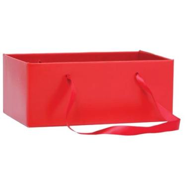 Imagem de Cachepot, Paper Liso, Vermelho, Retangular com Alça 24cm X 15cm X 10cm, Embalagem com 5 Unidades, Xingó Embalagens