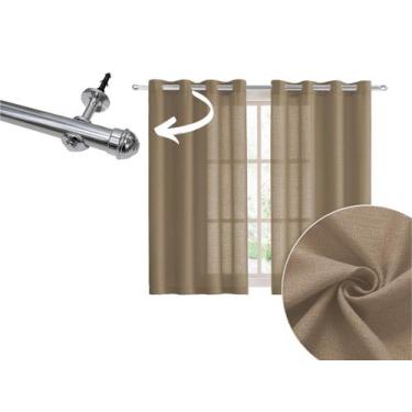 Imagem de Cortina Sala 3m Com Varão 2m Incluso Kit Completo Tecido Rústico - Cas