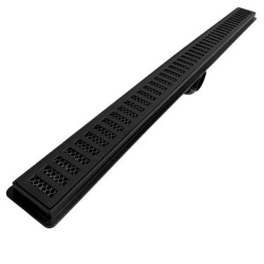 Imagem de Ralo Linear Banheiro Seca Box 5x90 Alumínio Preto Fosco com Tela - FIC