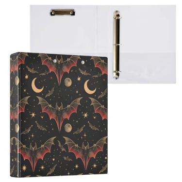 Imagem de Fichário de 3 anéis, pasta de arquivo Bat Crescent Star, comporta 200 folhas, armazenamento de arquivos para mulheres e homens, material de escritório escolar