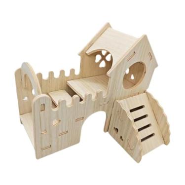 Imagem de Fenteer Hamster de madeira House Maze Hideaway Rat Playground Fun Habitat Hut para ratos de hamster anão Gerbils Lemmings