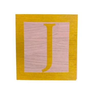 Imagem de Cubo Rosa Letra Amarela com Aplique Festa Chá de Bebê Decoração 8x8x8 