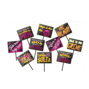 Imagem de Plaquinhas Divertidas Baladeiros Neon - 10 Unidades