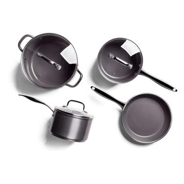 Imagem de Jogo de Panelas com Fundo de Indução Brinox Ceramic Life Unique 4 Peças Cinza