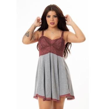 Imagem de Camisola Amamentação Viscolycra Renda Dormir Prática Maternidade Mães 