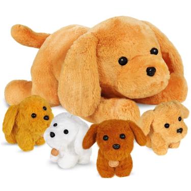 Imagem de Brinquedo de bichos de pelúcia KMUYSL Mommy Dog com 4 filhotes de 40 cm