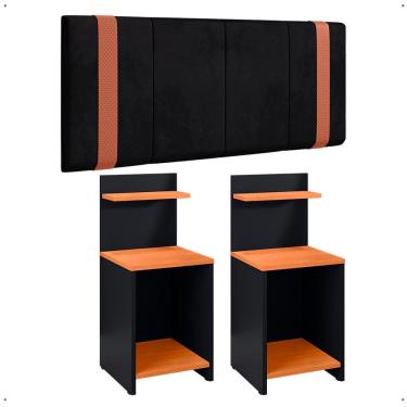 Imagem de Kit 2 Mesas Cabeceira Mesinha Pequena Lateral Cama Painel Suspenso Box Casal 1,40 Decoração Quarto - Lojas RPM