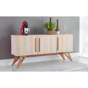 Imagem de Balcão Buffet Para Sala De Jantar Mdf Madeirado Pés Jatobá 3 Portas Fa