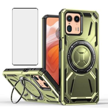 Imagem de Capa de telefone compatível com Motorola Edge 50 Ultra/Moto X50 Ultra e protetor de tela de vidro temperado, suporte de anel de metal, suporte, à prova de choque, Edge50 50 Ultra 2024, capa para