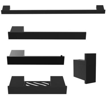 Imagem de Kit Acessórios Para Banheiro 5 Peças Preto F.Master - Fassin Shop