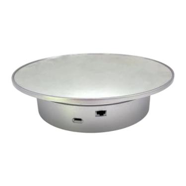 Imagem de Ｂｅｓｇａ Suporte de exibição elétrico de 360 ​​graus, plataforma giratória automática ajustável, mesa giratória de exibição de carga de 2,5kg para sapatos de, Espelho Inferior Prateado