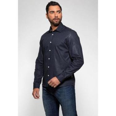 Imagem de Camisa Social Manga Longa Pontilhado Guess Azul Escuro-Masculino