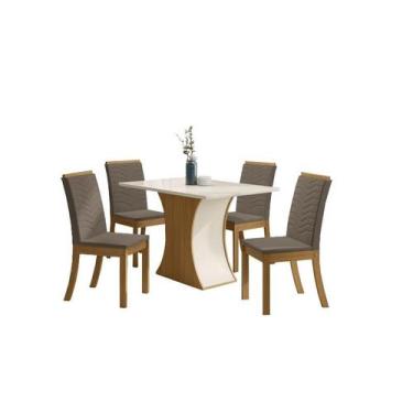 Imagem de Mesa Jantar Luiza 120 4 Cadeiras Isa Bege - Henn