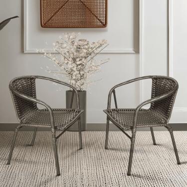 Imagem de Cadeiras de Jardim Ravena Fibra Sintética com Estrutura de Aço para Varanda e Área Externa 2 unidades