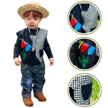 Imagem de Fantasia Junina Colete Menino São João Preto Infantil e Bebê - Colorib