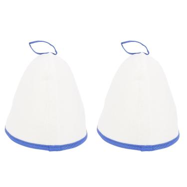 Imagem de 2 Peças de Chapéu de Banho de Feltro para Sauna, Respirabilidade e Design Clássico, Com Elasticidade Suficiente, Chapéu de Secagem de Cabelo Espesso para Banho Masculino e