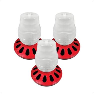 Imagem de Kit 3 Comedouro Frango Aves Alimentador 5L Rosca 12 Furos - AVIPET