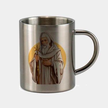 Imagem de Caneca de Inox Premium Prateada 400ml Santo Sao Bento Igreja Catolica 