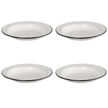 Imagem de KIT Com 04 Unidades Prato Esmaltado 22/500ml Branco Ewel