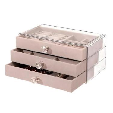 Imagem de Organizador Porta Jóias 3 Gavetas Revestido Acrílico - Shopmix