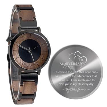 Imagem de Igiftu 1 presente de aniversário de um ano para mulheres, primeiro primeiro aniversário de casamento para esposa ou namorada, presentes de casamento de aniversário de papel para ela, Marrom, 1º