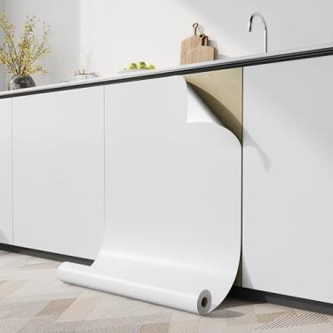 Imagem de Practicalws Papel de contato branco fosco 39,9 cm x 299,7 cm, papel de parede branco para película de vinil removível, papel de parede autoadesivo para bancadas, móveis e parede