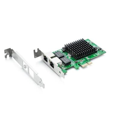 Imagem de 10Gtek Adaptador de rede convergente Gigabit Ethernet (NIC) 10/100/1000Mbps com chip Intel 82576, placa de rede Ethernet PCI Express, duas portas de cobre RJ45, PCI Express 2.0 X1, compare com Intel