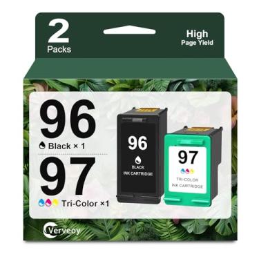 Imagem de Pacote combo de cartuchos de tinta 96/97 compatível com HP Ink 96 97 XL C9348FN C8767WN para DeskJet 6940 9800 5940 OfficeJet D5163 D5168 PhotoSmart 2610 8050 8150 Tinta de impressora (preta, tricolor